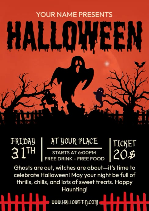 Haunted House Bash A4 template