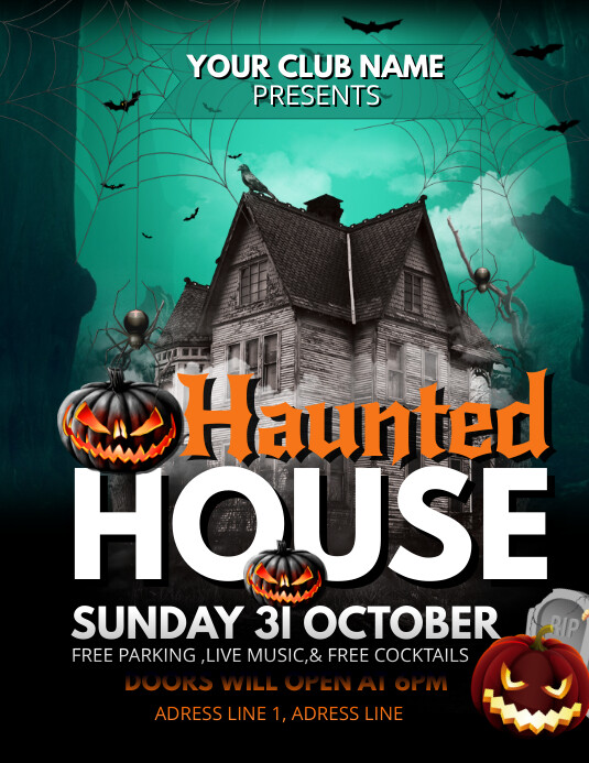 Haunted house event,Halloween,spooky Template | PosterMyWall