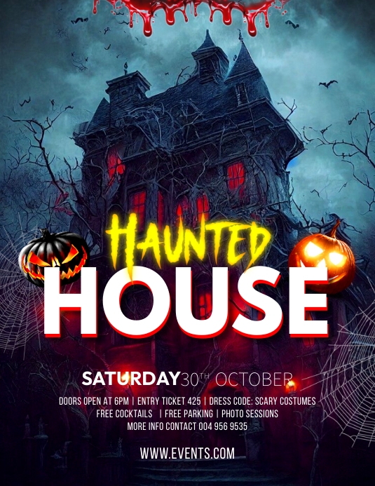 Haunted house halloween flyer template PosterMyWall Haunted house halloween flyer template PosterMyWall