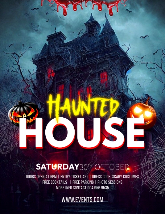 Haunted house halloween flyer template Volantino (US Letter)