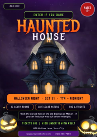 Roxo Haunted House Halloween Event A4 Template