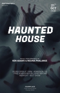 Haunted house halloween party flyer template Tabloid