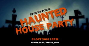 Halloween Haunted house party facebook post template