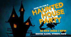 Sort Halloween Haunted House Party Couverture d'événement Facebook Template