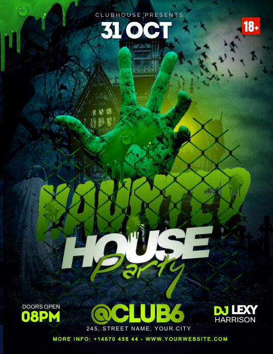 haunted house party Folheto (US Letter) template