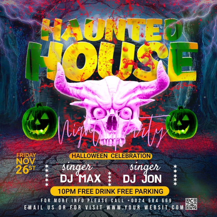 Haunted house party flyer Template | PosterMyWall