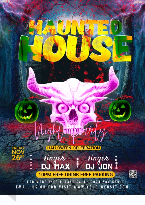 Haunted house party flyer Template | PosterMyWall