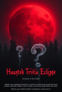 Haunted Trivia Eclipse Halloween poster template