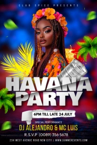 Havana nights cuba cuban themed party event concert invitation flyer template online Facebook post Poster