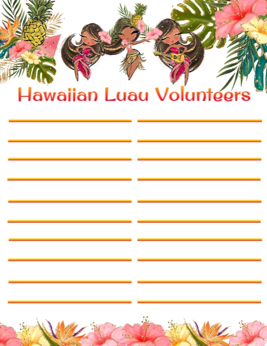 Hawaiian Luau Food List Template | PosterMyWall