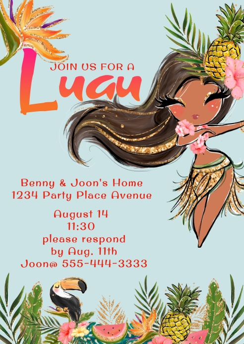 Hawaiian Party Invitations Printable