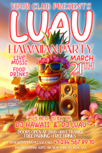 Hawaiian Luau Party Banner 4' × 6' template