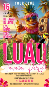 Hawaiian Luau Party Digital Display Video งานแสดงผลงานแบบดิจิทัล (9:16) template