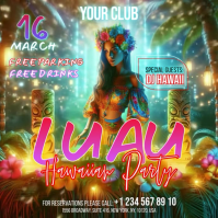 Hawaiian Luau Party Instagram Post Video template