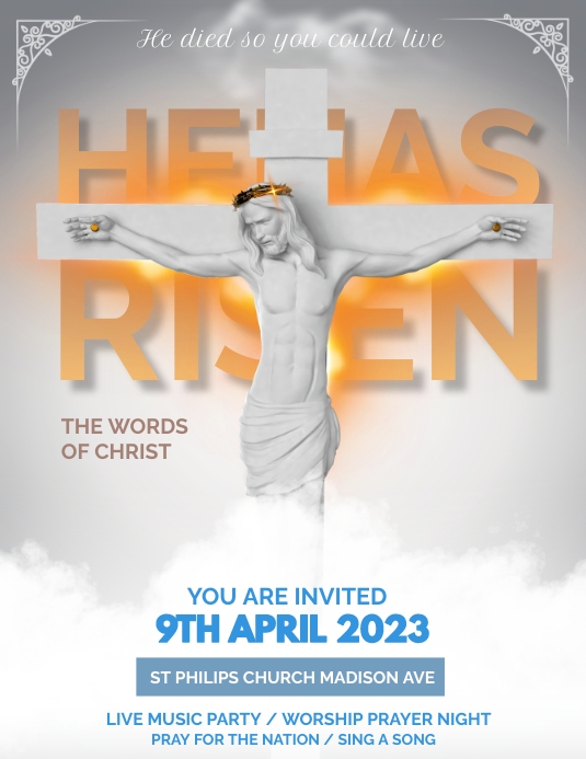 Plantilla de HE HAS RISEN EASTER CHURCH TEMPLATE | PosterMyWall