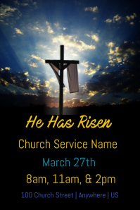 customizable design templates for he has risen template postermywall he has risen flyers