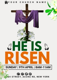 he is risen, good friday, church, easter A6 template