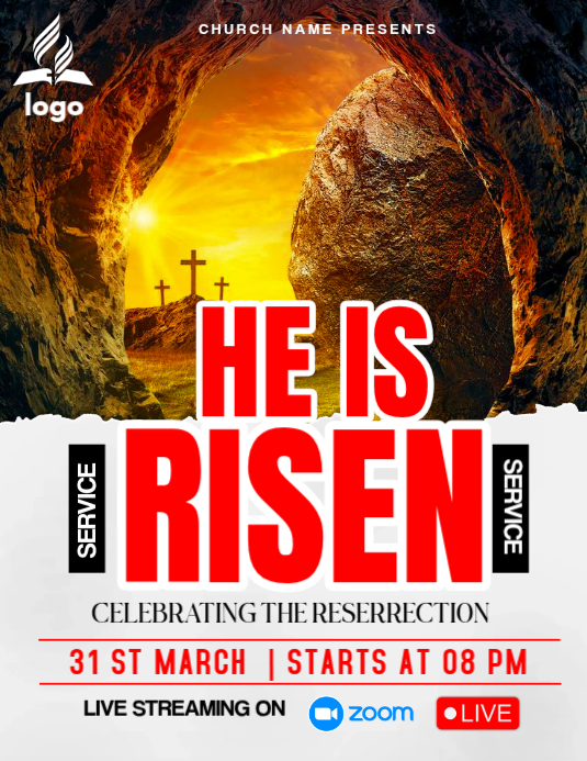 he is risen , easter Template | PosterMyWall