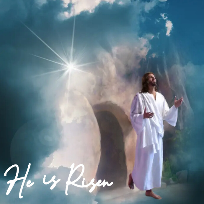 He is risen background Jesus Christ design Template | PosterMyWall
