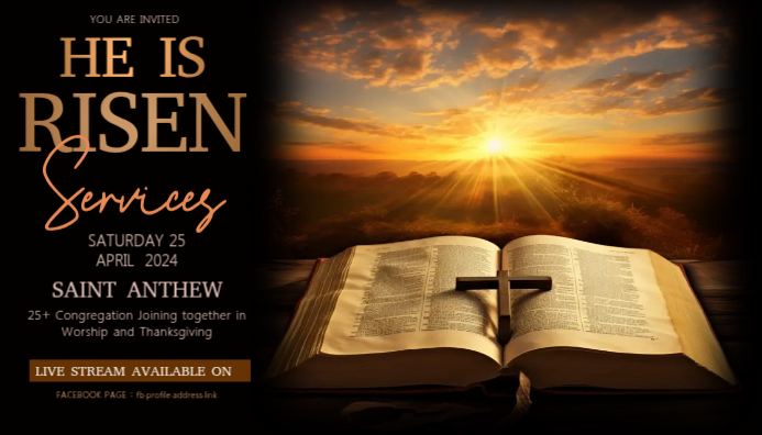 Black He Is Risen Blog Header Template | PosterMyWall