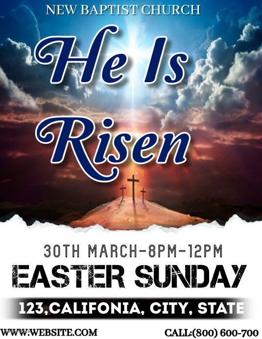 He is risen template flyer Volante (Carta US)