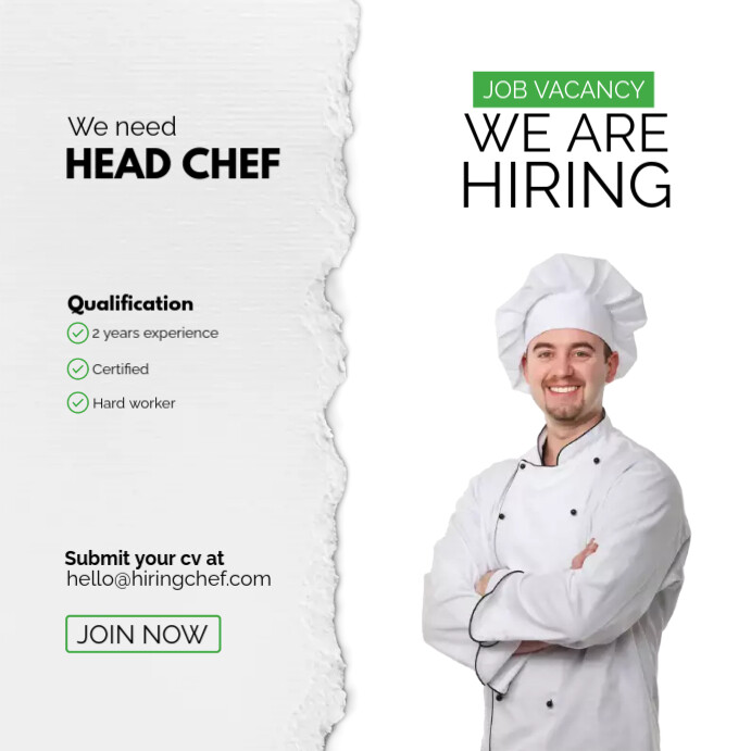 Copy of head chef hiring template | PosterMyWall