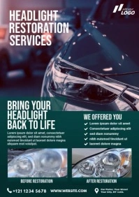Headlight Restoration Services Ad A4 template