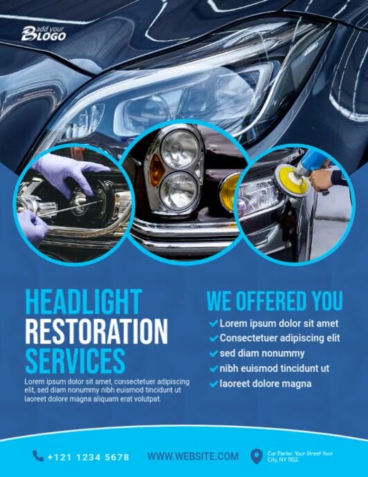 Headlight Restoration Services Flyer (us Letter) template