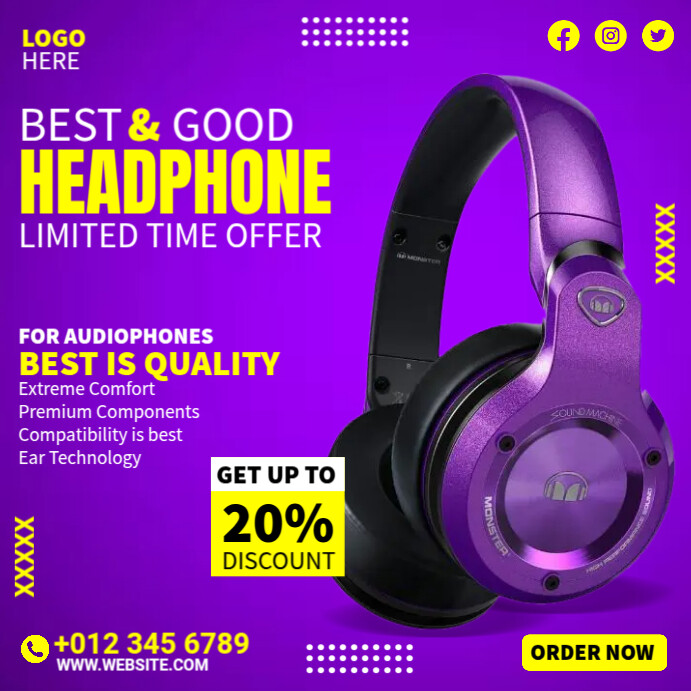 Headphone Ads Template | PosterMyWall