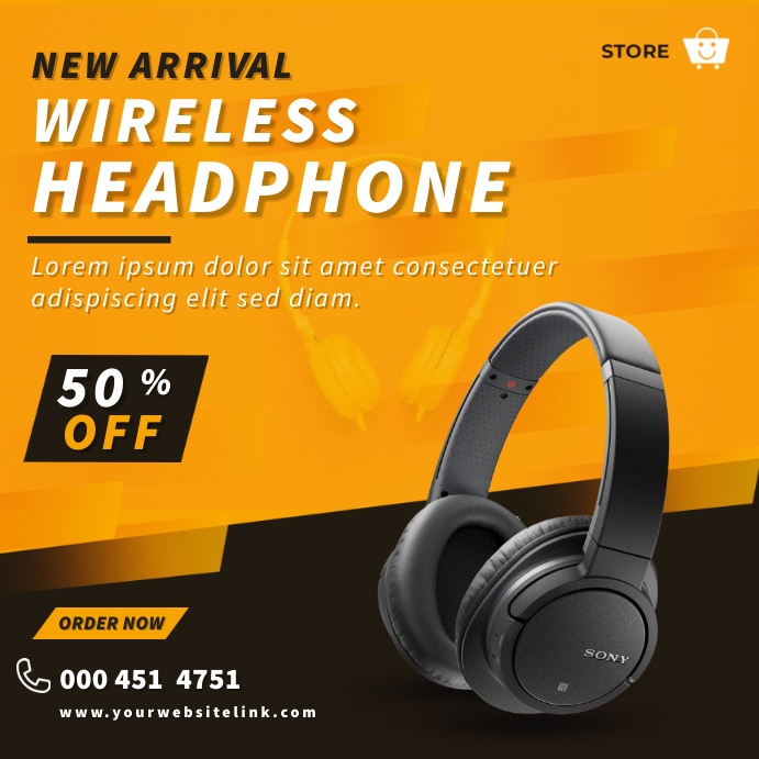 Headphone ADS Template โพสต์บน Instagram