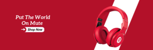 Красный Headphone Promotion Twitter Banner Template