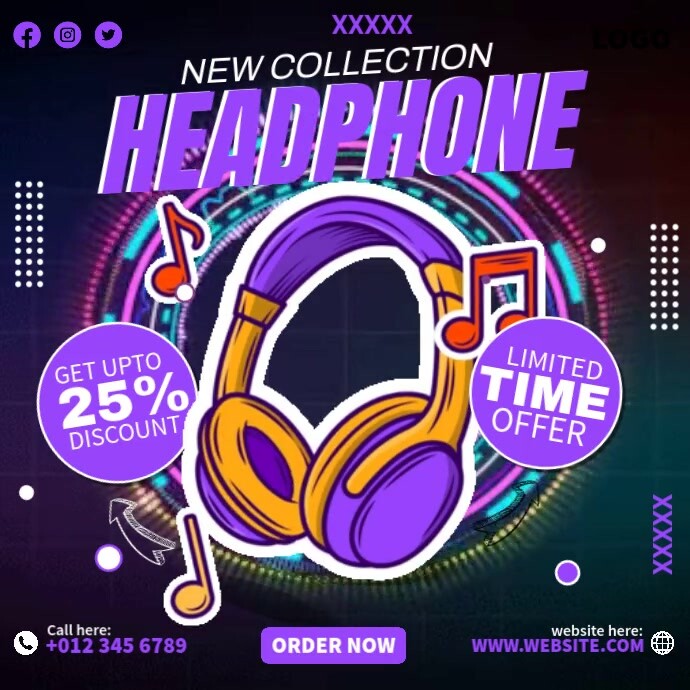 Headphone Collection Offer Template | PosterMyWall