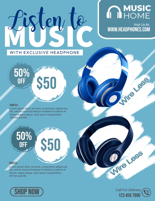Headphone Mock Ups Flyer (US Letter) template