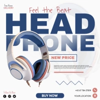 Headphone sale banner Cuadrado (1:1) template