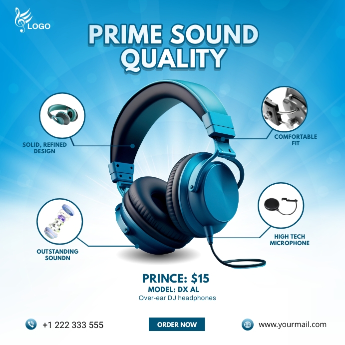 Headset Sample Headphone sale Template | PosterMyWall