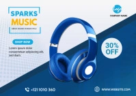 Headset sale  postcard template