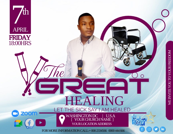 Healing Service Flyer Folheto (US Letter) template