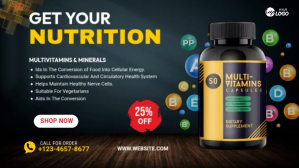 Health and Fitness Supplement Banner Ad Digitalt display (16:9) template