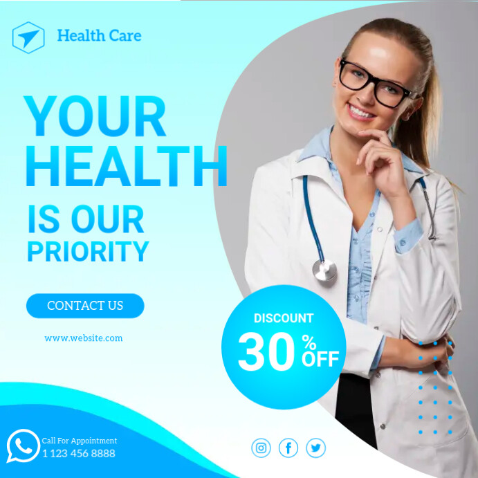 Health Care, medical Care Banner Template Instagram Post