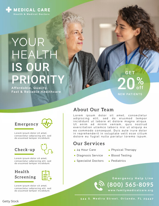 Doctor Advertisement Sample Health Care Doctors Medical Care Ad Flyer Template | PosterMyWall