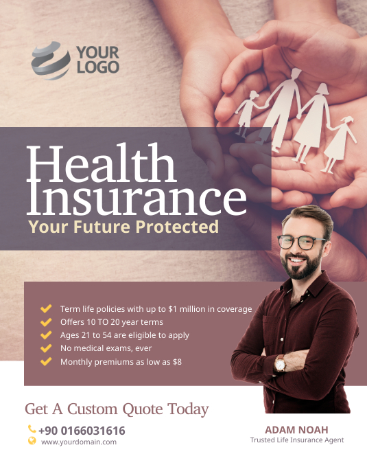 Health Insurance Flyer Poster Volantino (US Letter) template