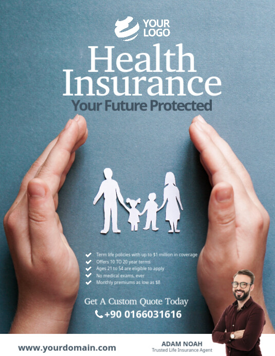 Health Insurance Flyer Poster Folheto (US Letter) template