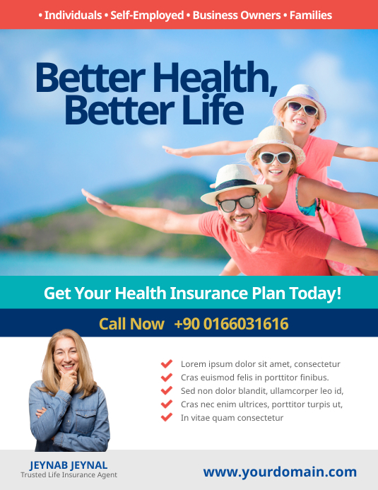 Health Insurance Flyer Poster Рекламная листовка (US Letter) template