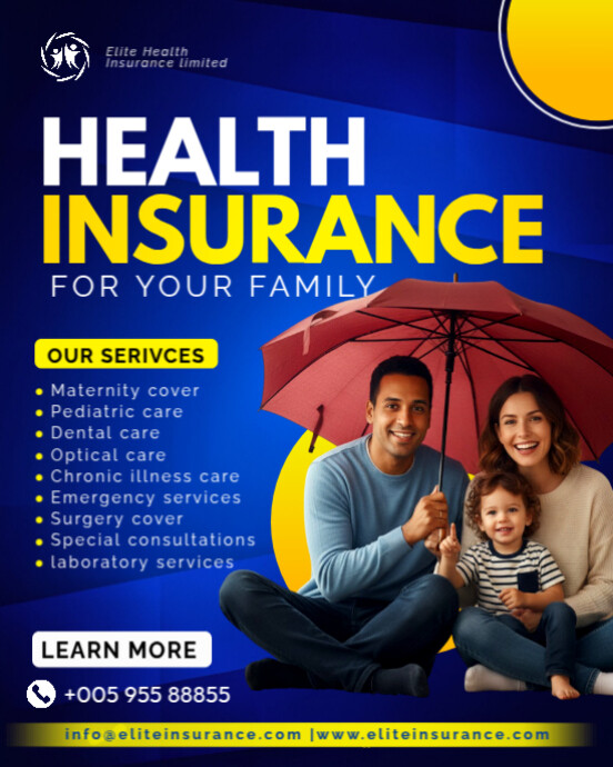 Insurance Policy Flyer Health insurance medical coverage policy family healthcare plan company ...