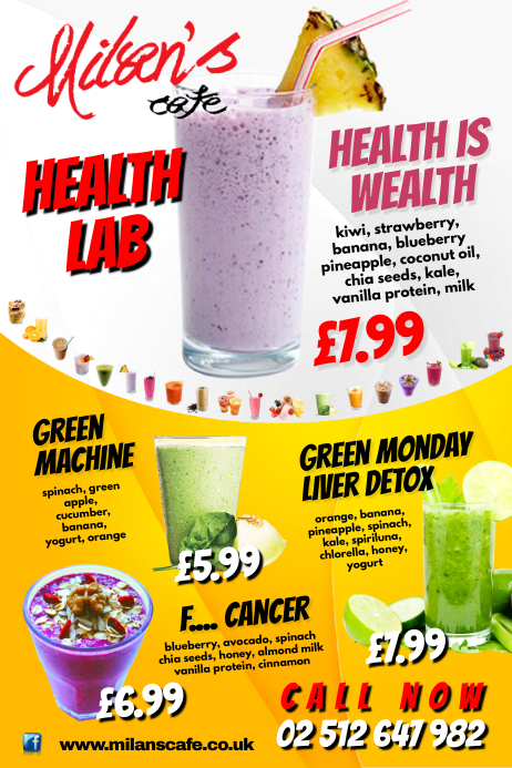 Health Lab Menu Poster Template | PosterMyWall