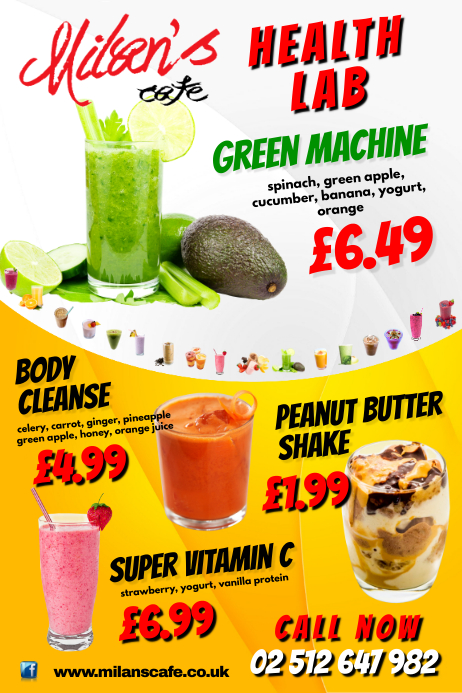 Health Lab Menu Poster Template | PosterMyWall