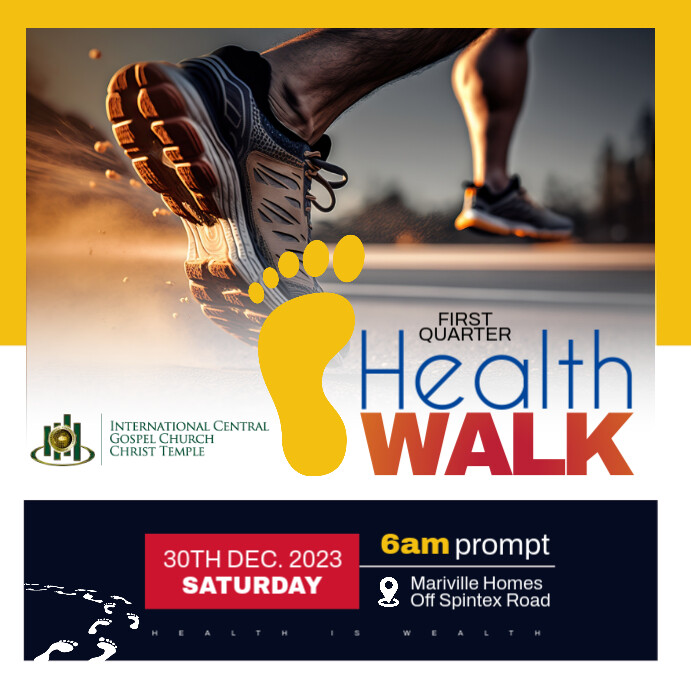 Health Walk, Fitness Flyer Instagram Post template