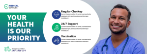 白色 Medical Services Facebook Cover Photo Template