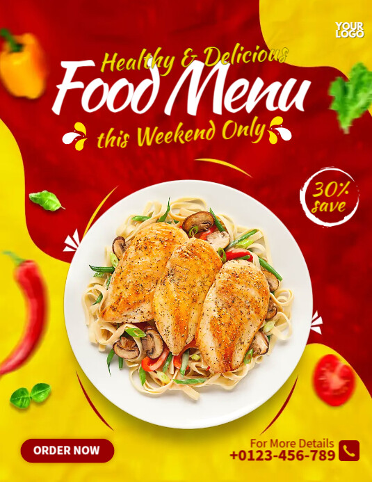 Healthy & Delicious Food Menu ads Template | PosterMyWall