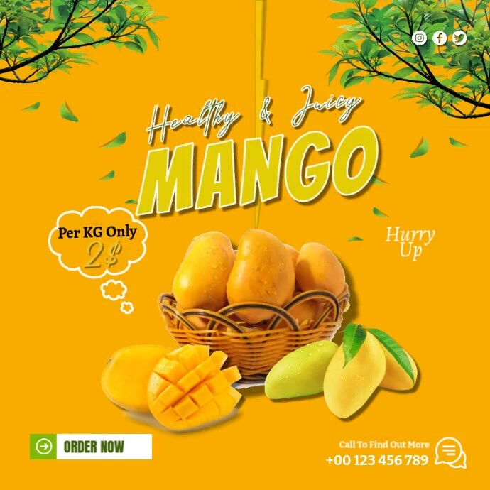 Healthy & Juicy Mango Instagram Post template